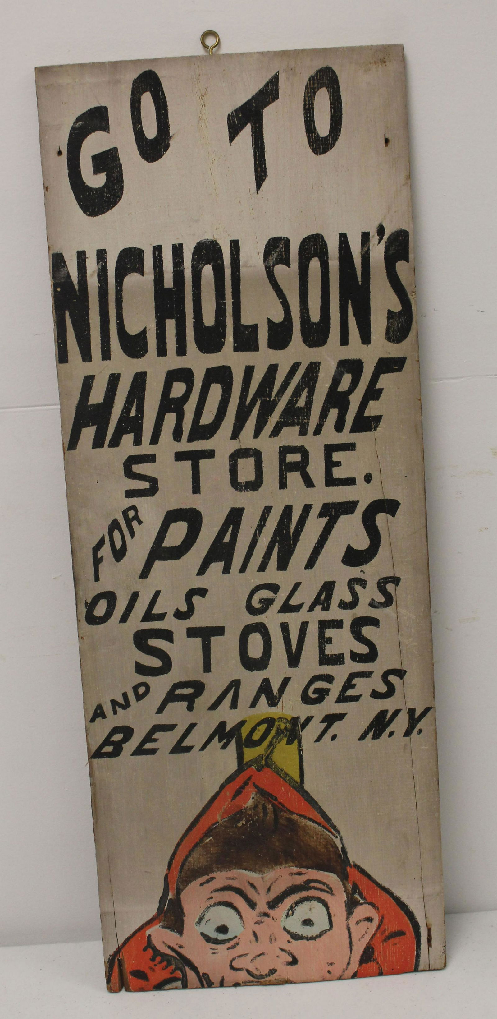 Nicholson's Hardware sign wooden & painted w Brownie on (1 of 5)