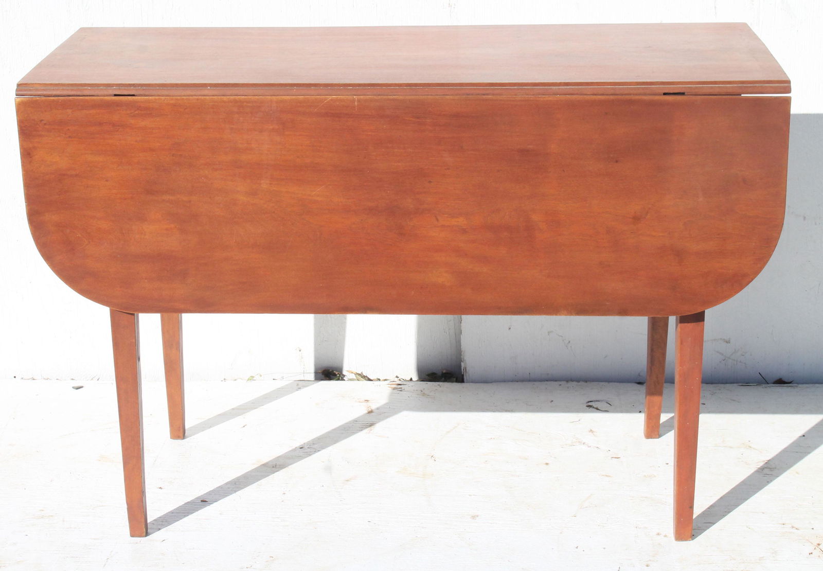 Antique drop leaf table w tapered legs in red wash - (1 of 3)