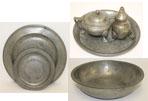 misc lot of 6 pewter pieces incl bowl, plates, covered (1 of 20)