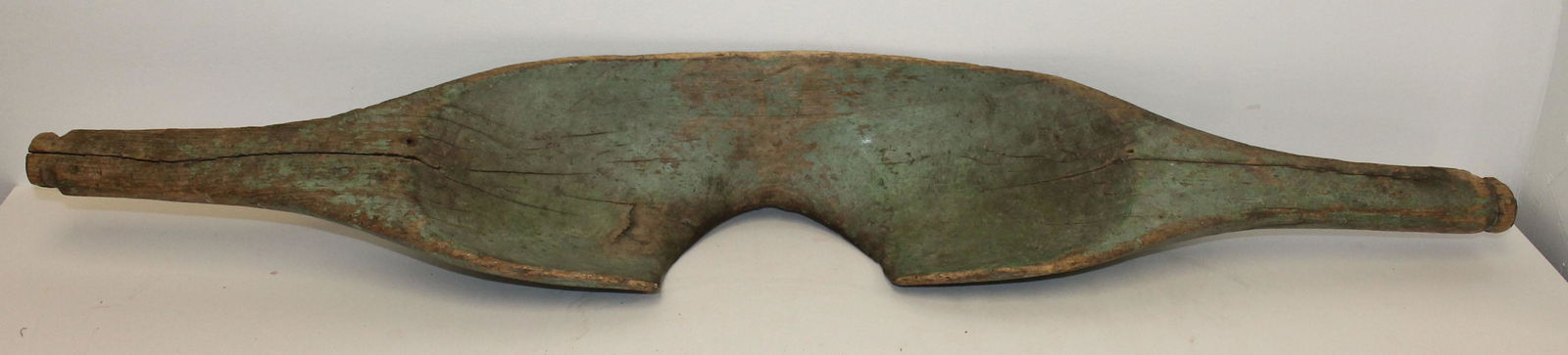 Antique wooden yoke in green paint - 36" long (1 of 4)