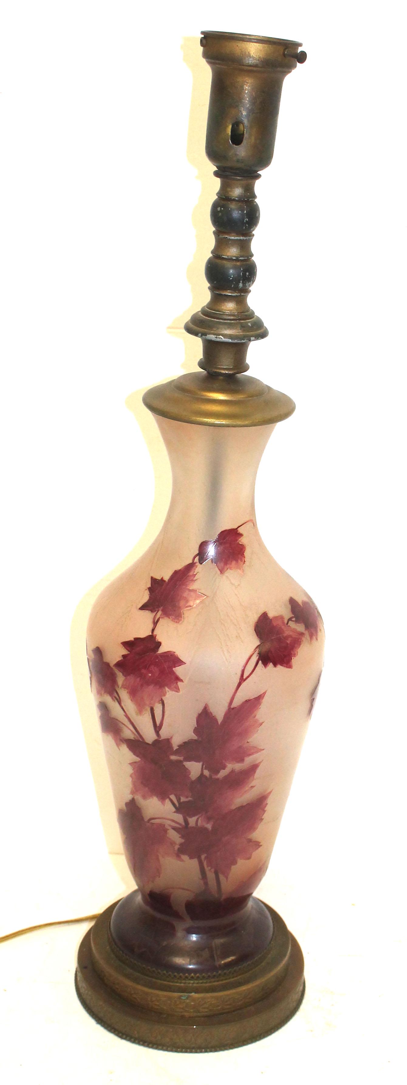 LeGras French cameo lamp base - 17" tall (glass only) - (1 of 3)