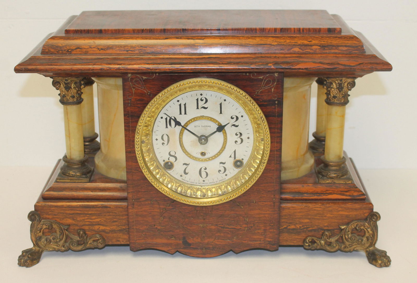 Antique Seth Thomas mantle clock - 9 1/2" tall x 17" (1 of 5)