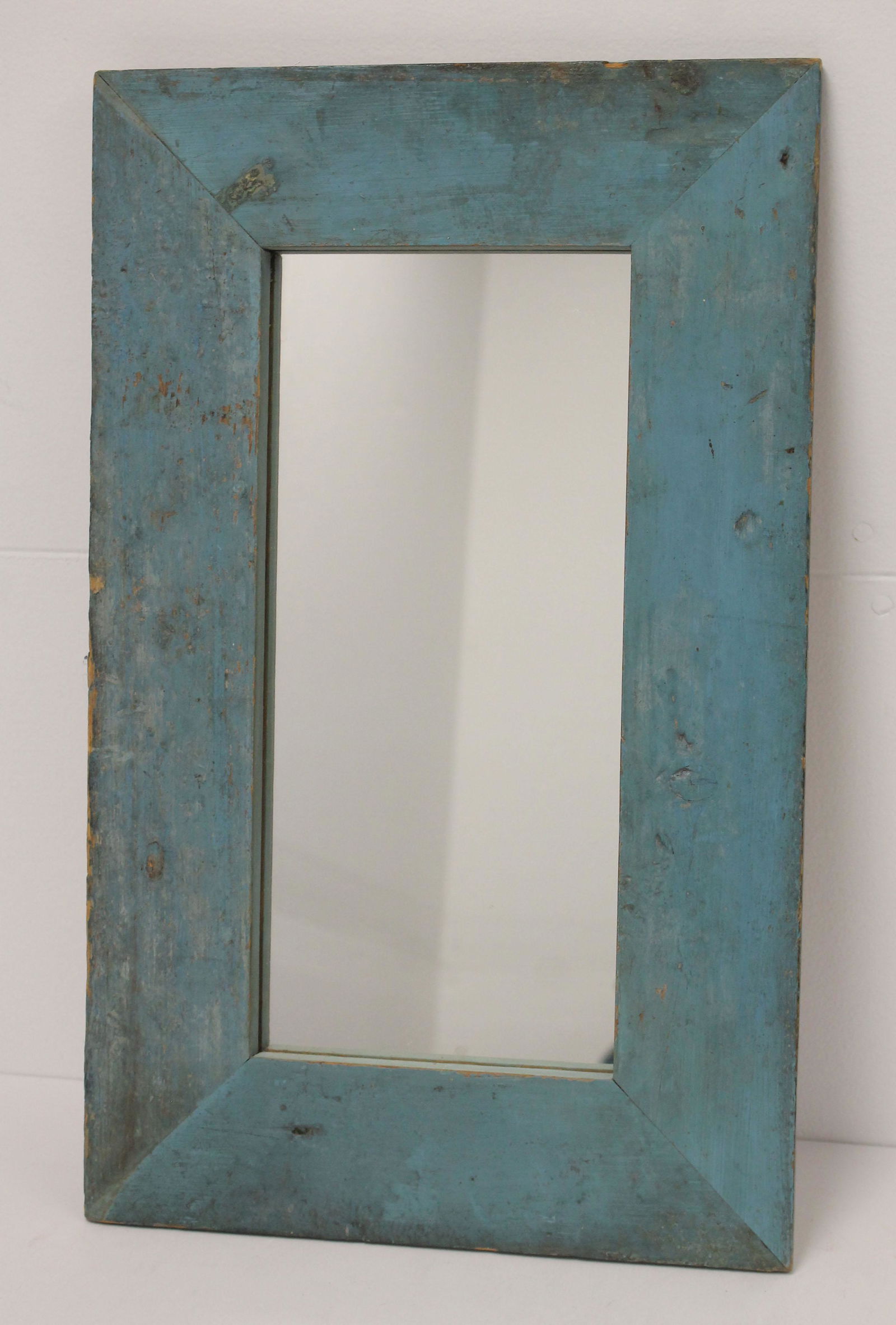 Vintage mirror in blue painted frame - 17 1/4"x10 3/4" (1 of 3)
