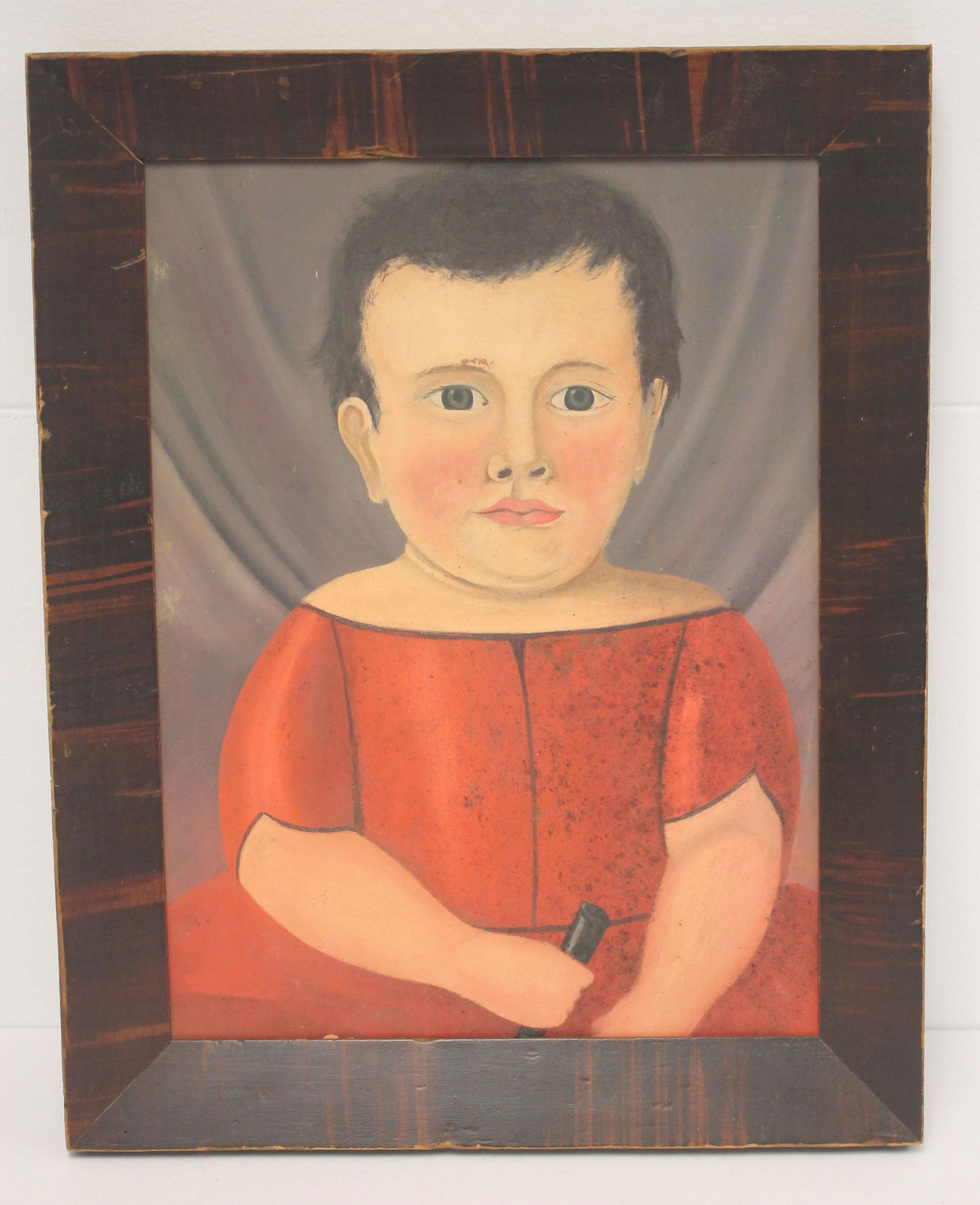 Folk Art style o/bd portrait of a young girl in red (1 of 3)