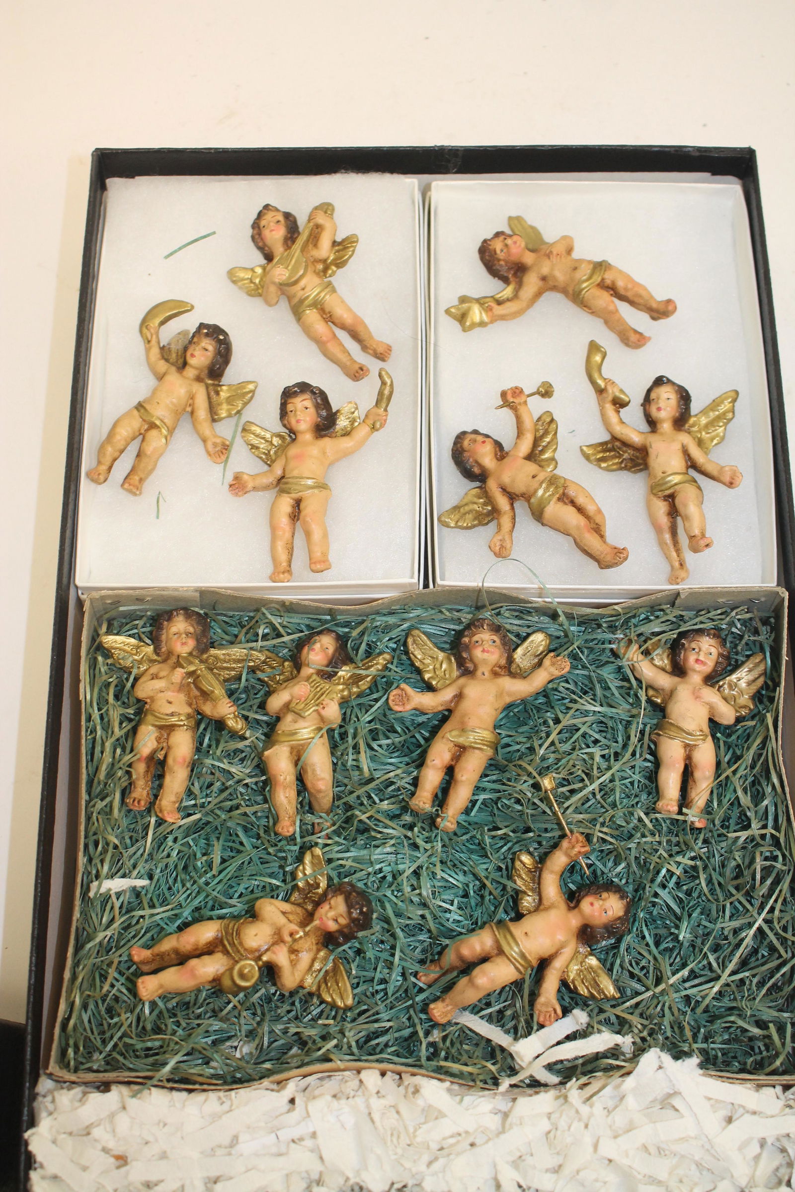 ca 1940-50's hand painted composition angel ornaments (1 of 8)