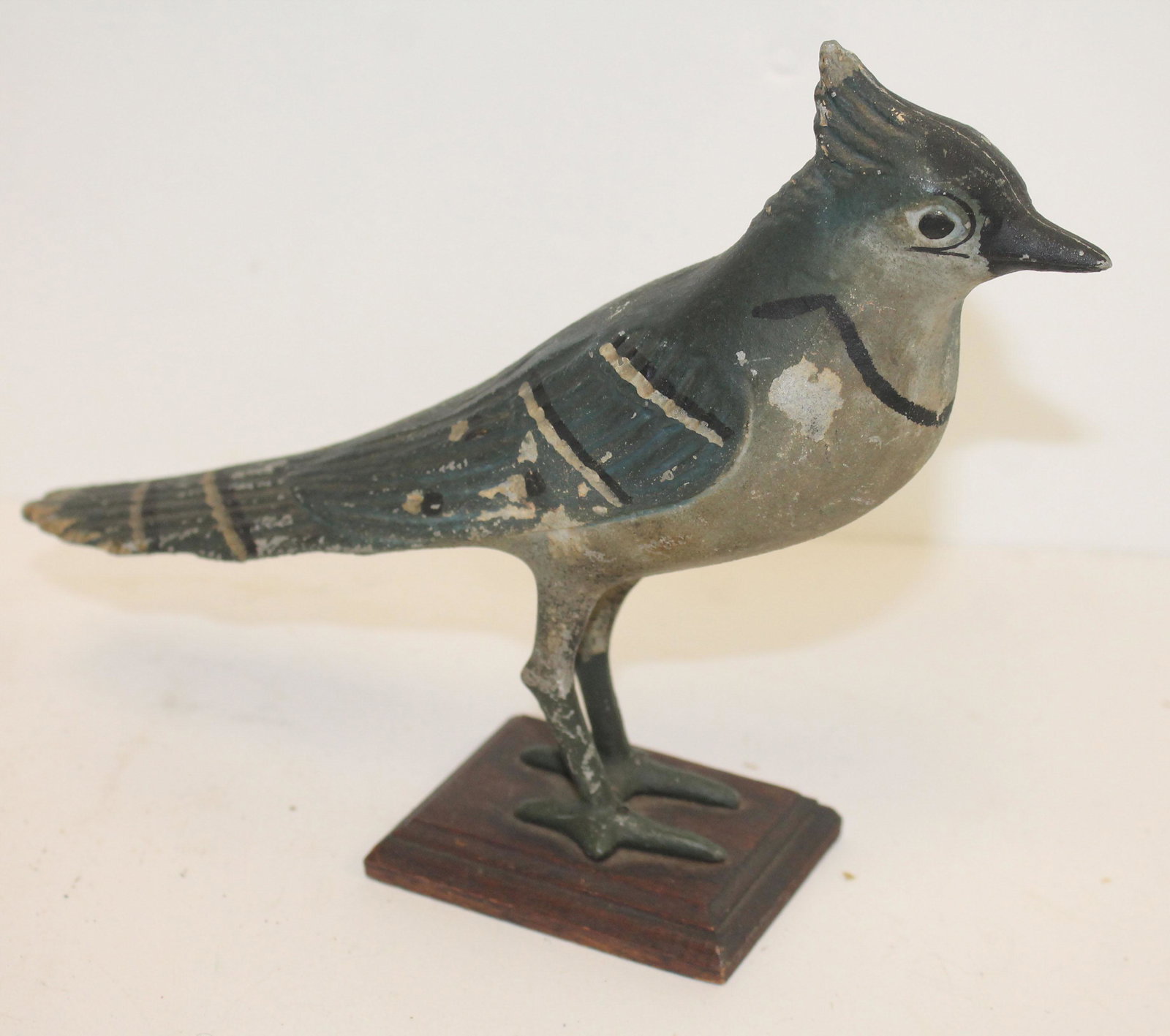 Vintage painted metal blue jay - 6 1/2" tall: Vintage painted metal blue jay - 6 1/2" tall
