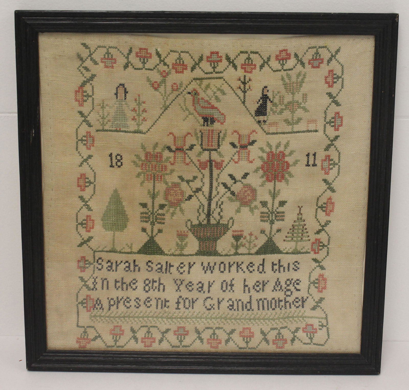 Reproduction of a dated 1811 sampler by Sarah Salter (1 of 4)