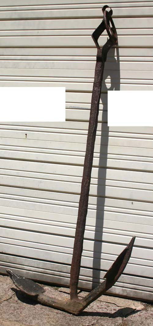 late 16th/early 17thC hand wrought iron ship's anch: late 16th/early 17thC hand wrought iron ship's anchor dredged up off the coast of Newport, RI - approx 7'10" tall