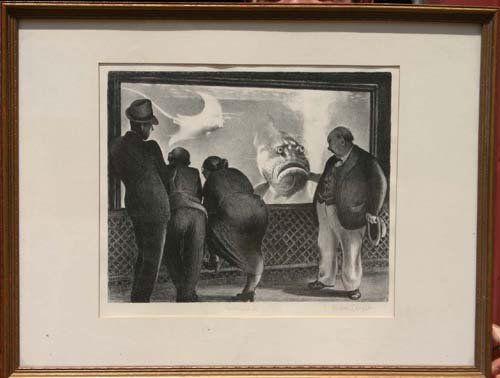 "Queer Fish" print pencil sgnd by Mabel Dwight: "Queer Fish" print pencil signed by Mabel Dwight - 11 1/2 x 13 1/2