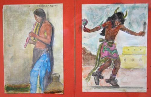 2 sgnd Leonard Howard Reedy(1899-1956) approx 7 5/8: 2 sgnd Leonard Howard Reedy(1899-1956) approx 7 5/8 x 5 w/c's of American Indians