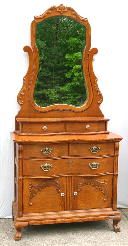 matching w previous carved oak serpentine dresser