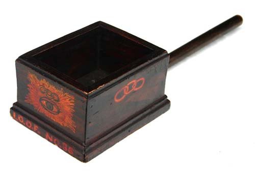antique wooden collections box w hnd painted Mason