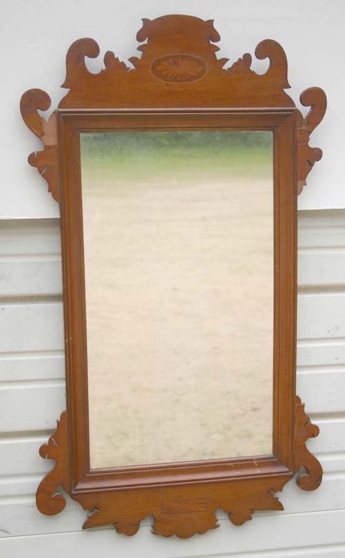 37" period Chippendale mahog inlaid mirror