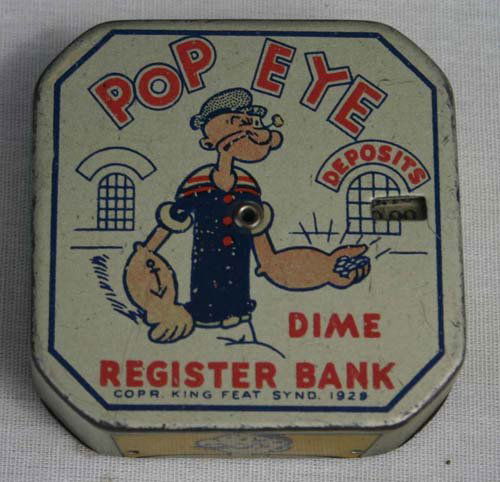 antique Popeye Dime Register bank copyright King F: antique Popeye Dime Register bank copyright King Feature Syndicate 1929