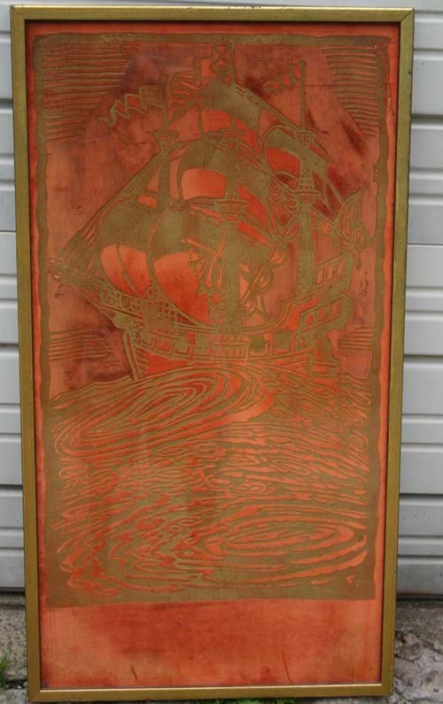 highly collectible sgnd Mariano Fortuny early 20th: highly collectible sgnd Mariano Fortuny early 20thC fabric panel - 38" x 20"