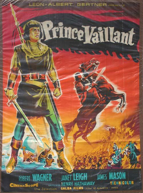 lg movie poster "Prince Vaillant" with Robert Wag: lg movie poster "Prince Vaillant" with Robert Wagner, Janet Leigh & James Mason - 63 x 45 1/2