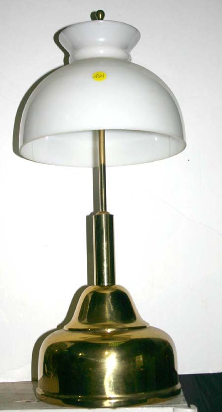 brass "Sunshine Safety" gas lamp w white cased gla
