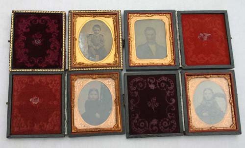 lot of 8 antique ambrotype & daguerrotype photos i: lot of 8 antique ambrotype & daguerrotype photos in cases
