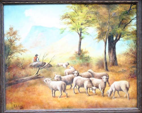sgnd Richard E. Graf 16x20 o/c sheep & shephard p