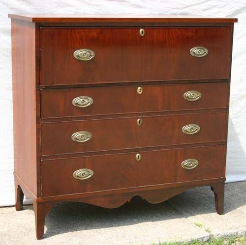 ca 1800-10 period Hepplewhite cherry & mahog butle: ca 1800-10 period Hepplewhite cherry & mahog butler's chest w fold out desk interior - 45" tall x 45 1/2" wide x 20 1/2" deep