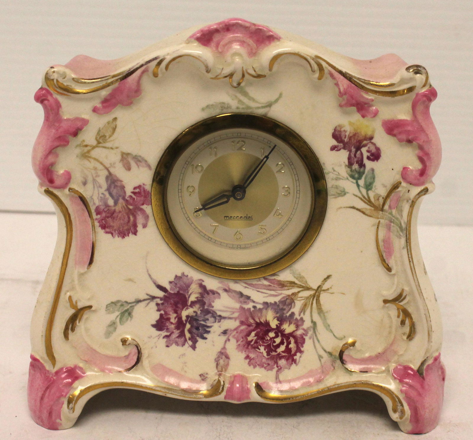 Mercedes porcelain clock Made In Germany - 5 1/2" tall (1 of 6)