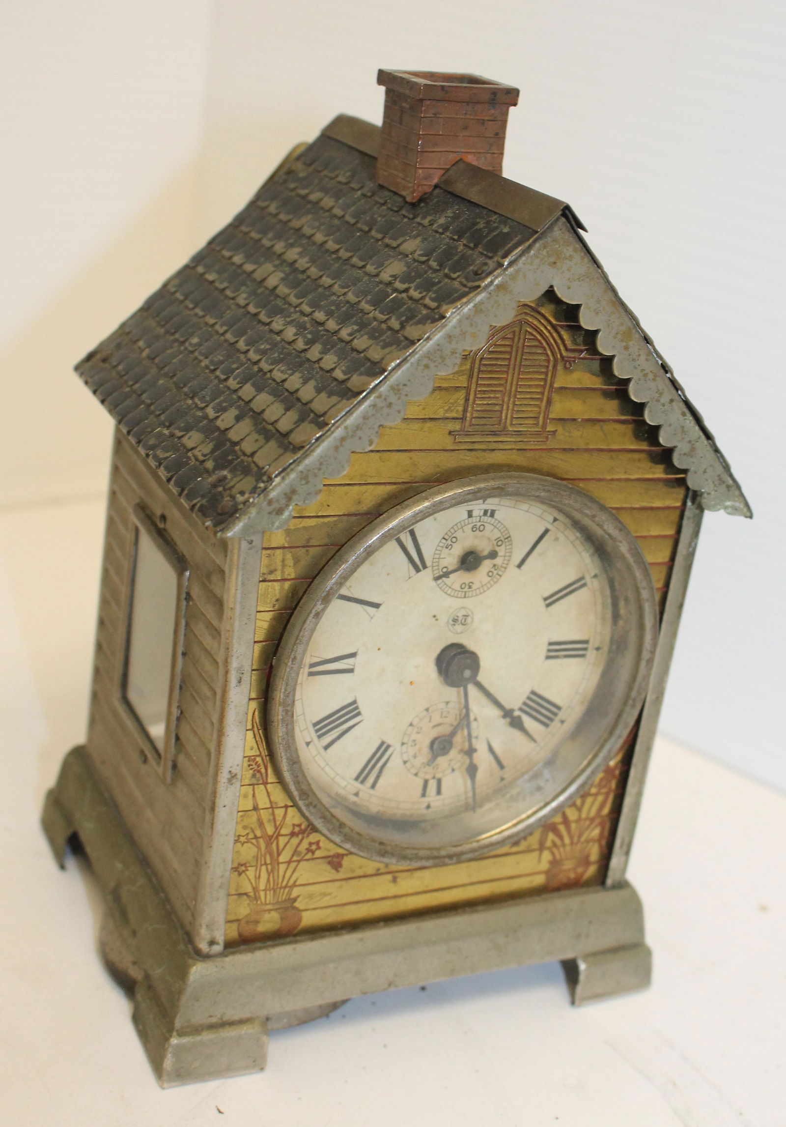 Seth Thomas little metal house alarm clock - 6 1/2" (1 of 6)