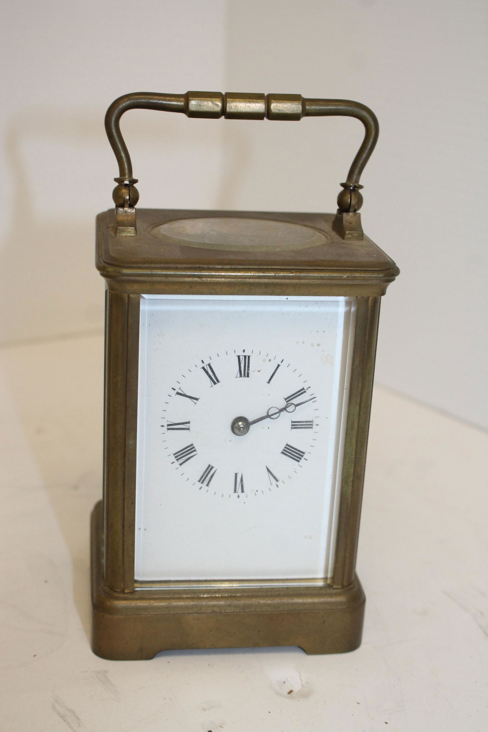 French heavy brass "Hands" carriage clock - 5" tall x 3 (1 of 4)