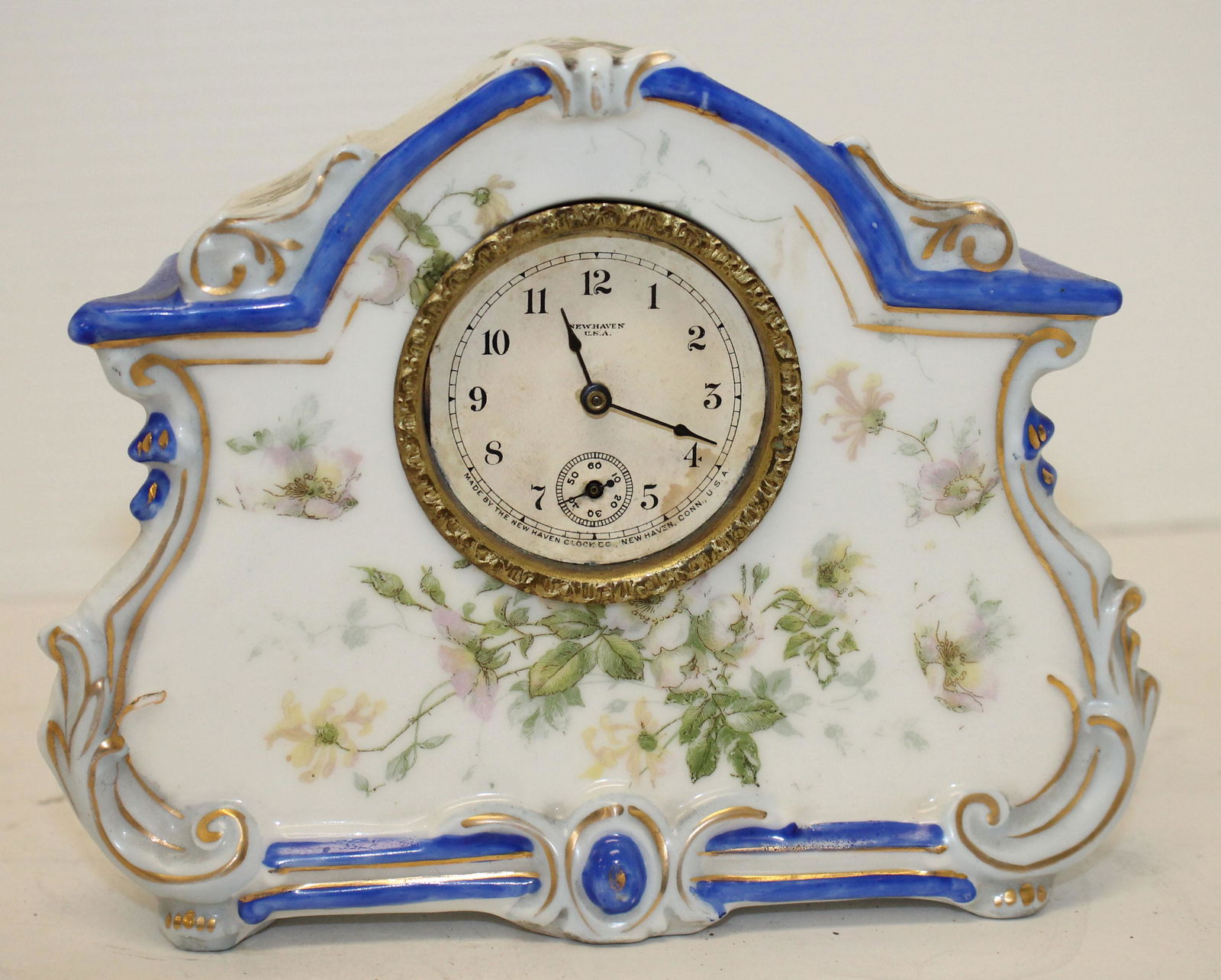 New Haven porcelain clock 0 missing glass on face - 5 (1 of 4)