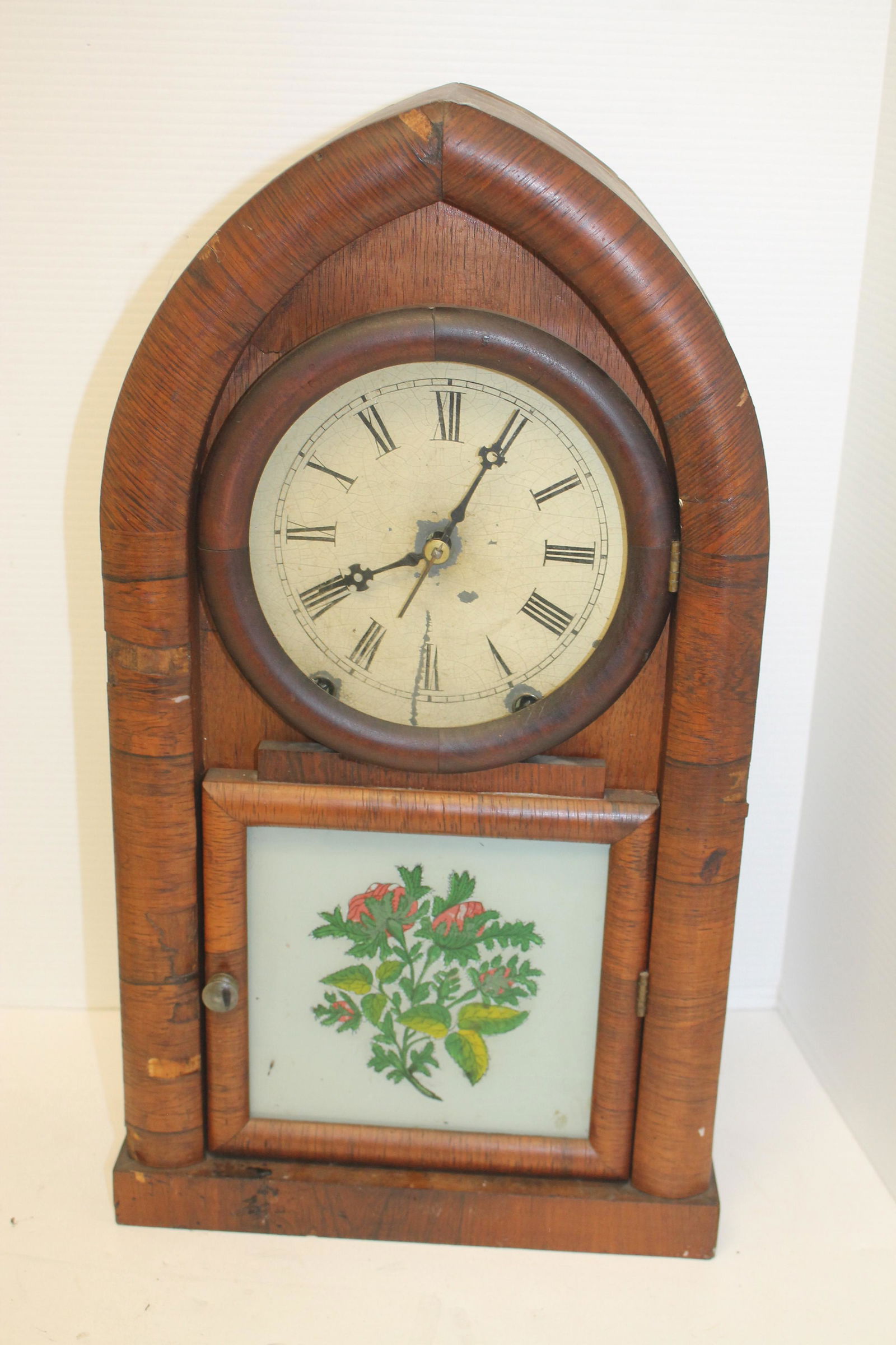 Antique Jerome & Co beehive mantle clock w reverse (1 of 5)
