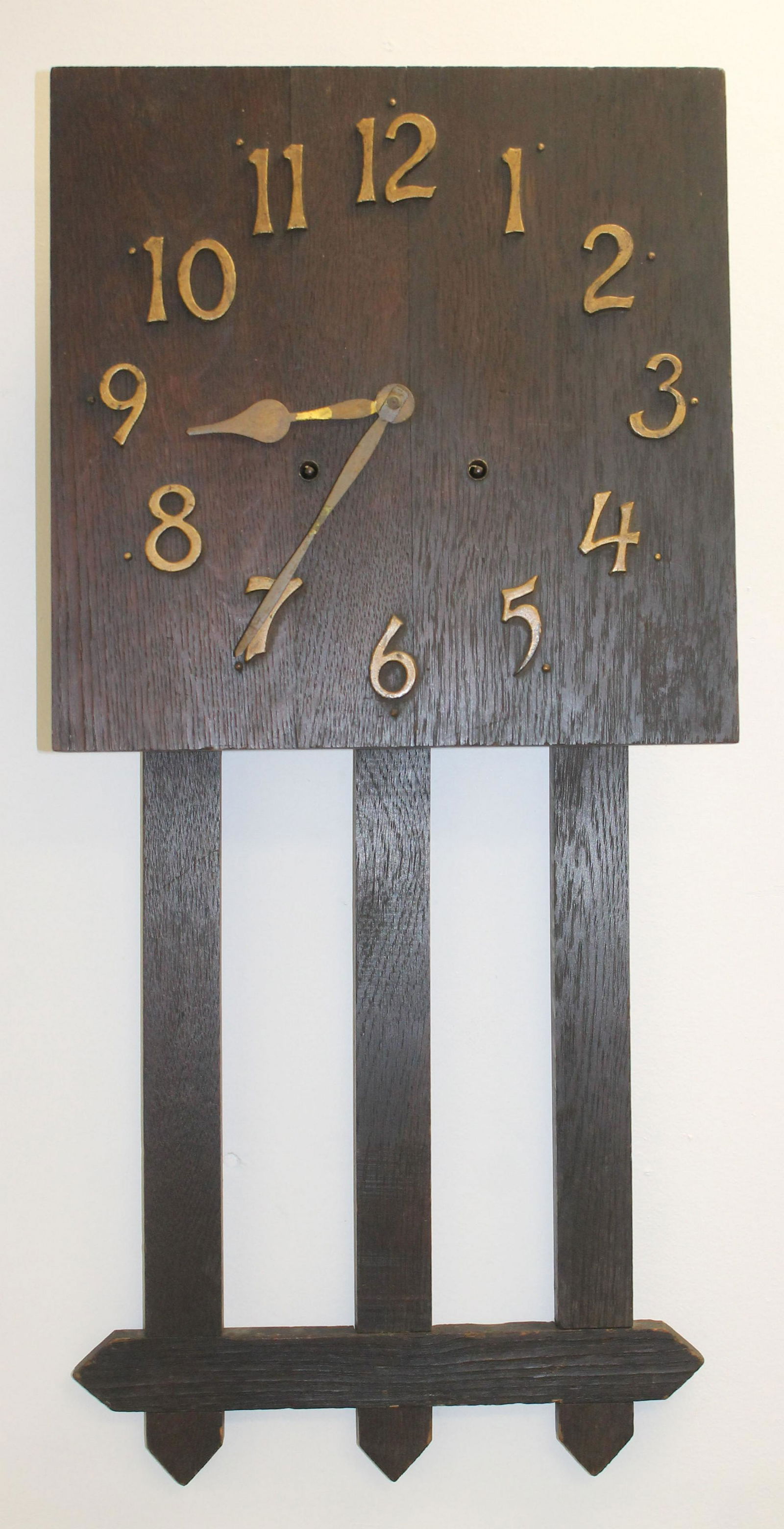 Mission Oak style wall clock - no pendulum - 27 1/4" (1 of 4)