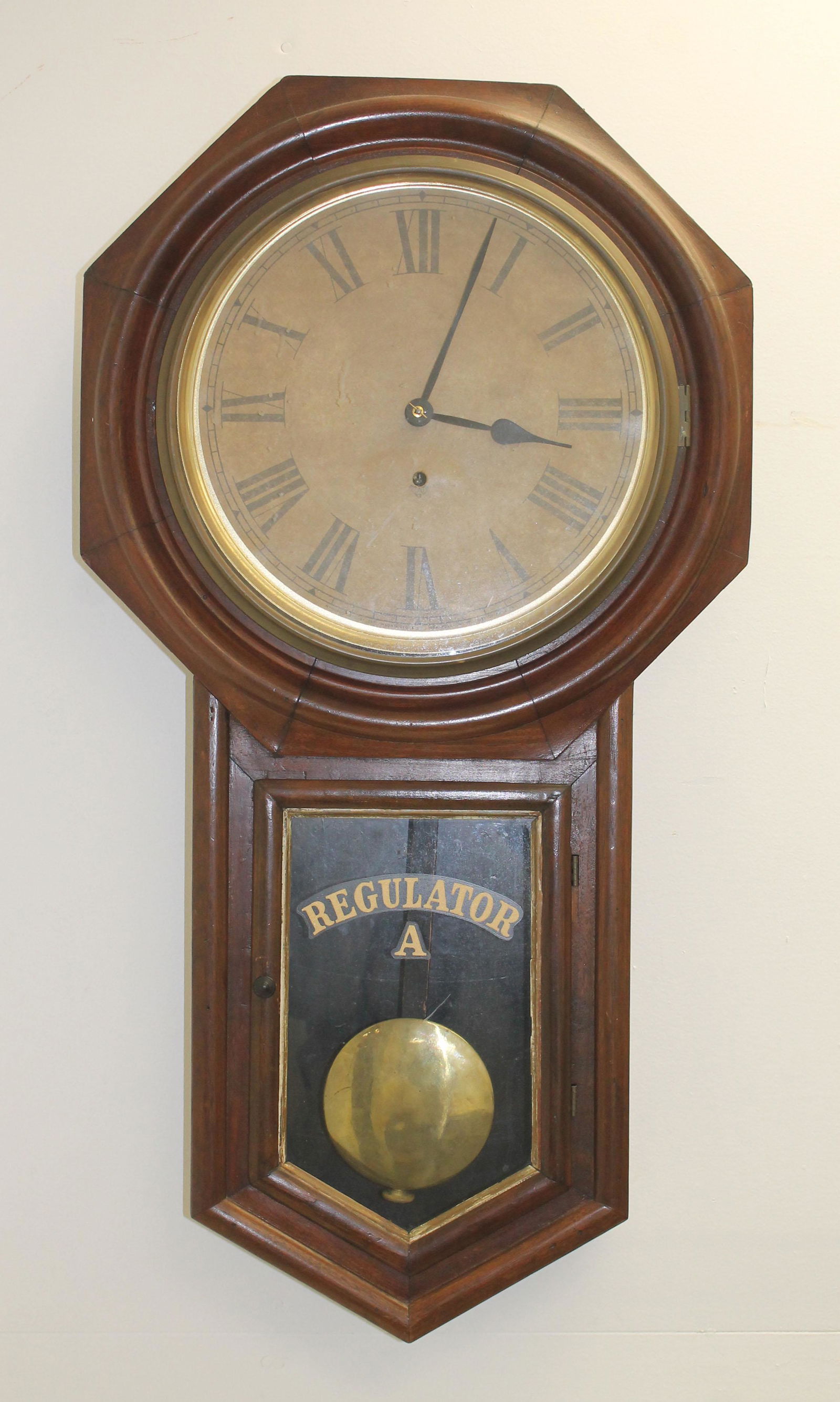 Antique Ansonia mahog Regulator wall clock - 32" tall x (1 of 5)