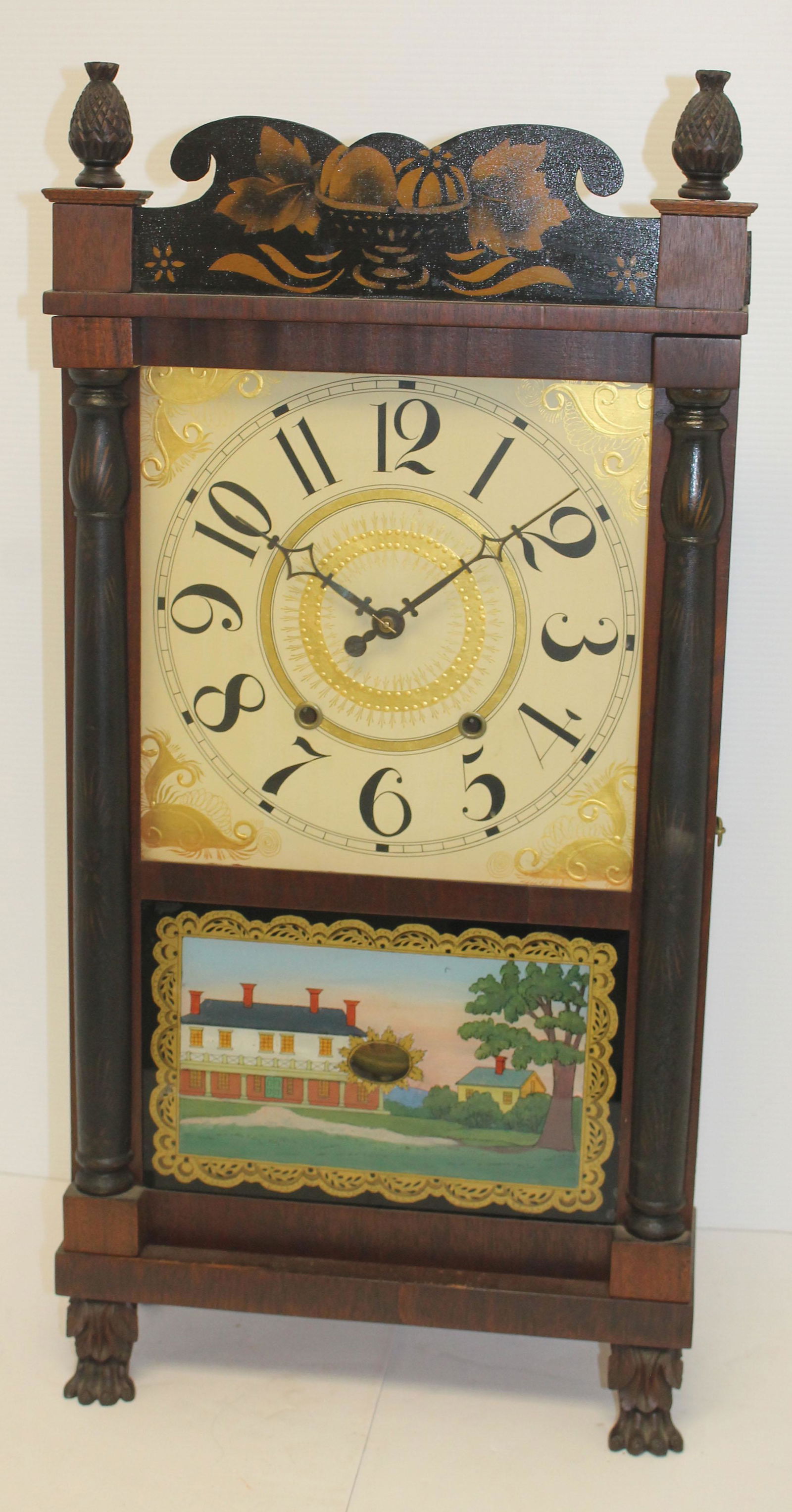 E & GW Bartholomew mantle clock w reverse painted door, (1 of 10)
