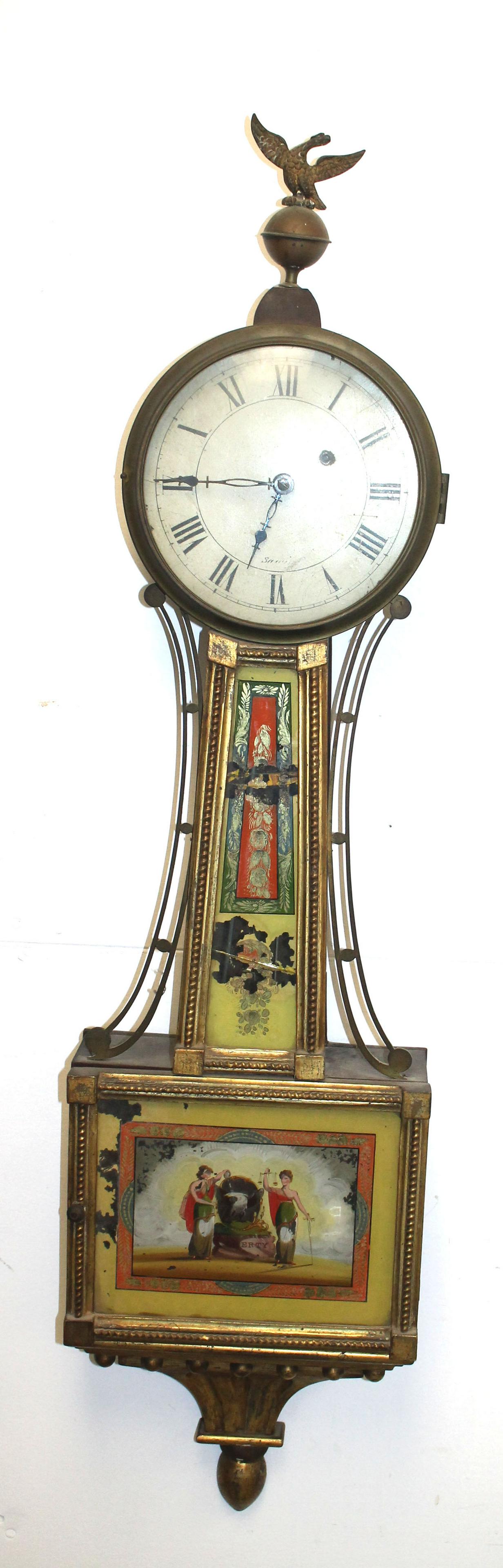 19thC John Sawin banjo clock w reverse painted door (1 of 12)