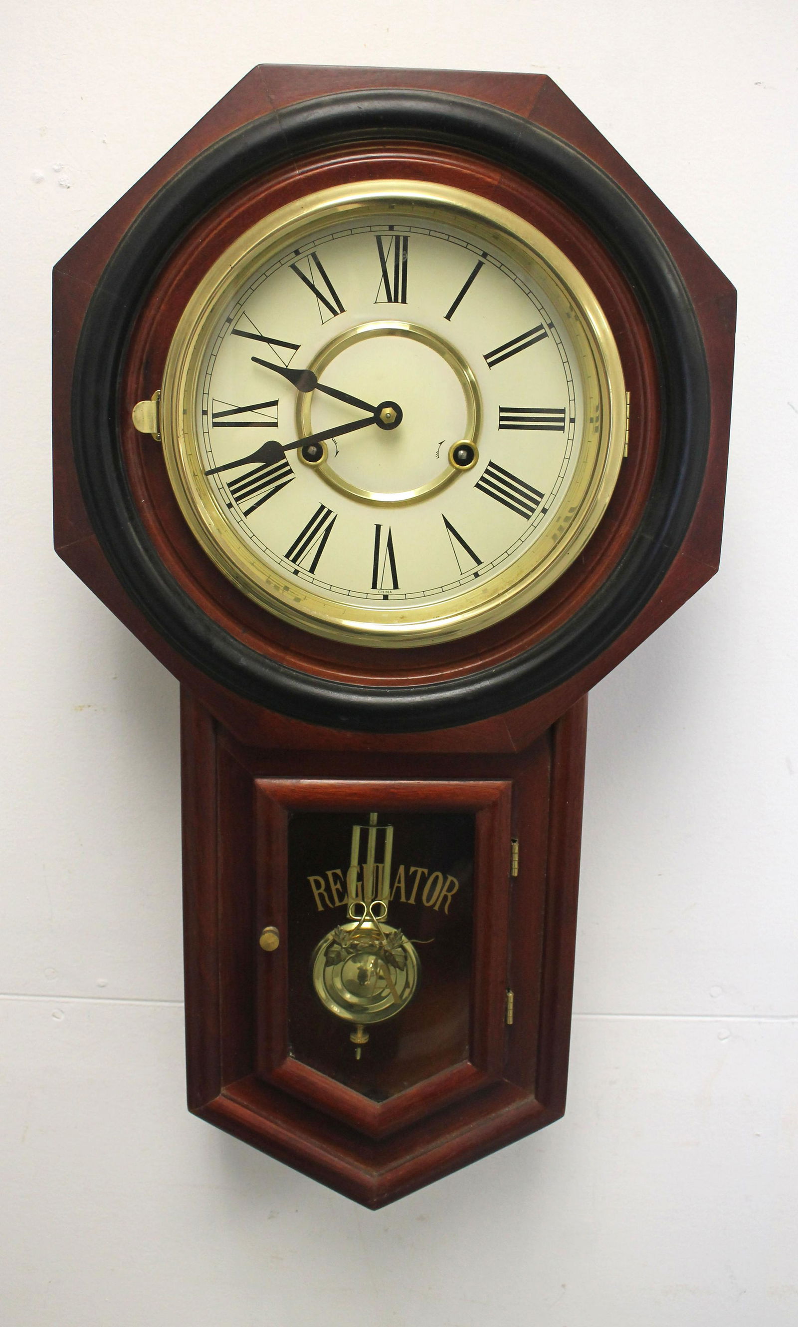 Regulator wall clock (marked China on face) - 23"x13": Regulator wall clock (marked China on face) - 23"x13"