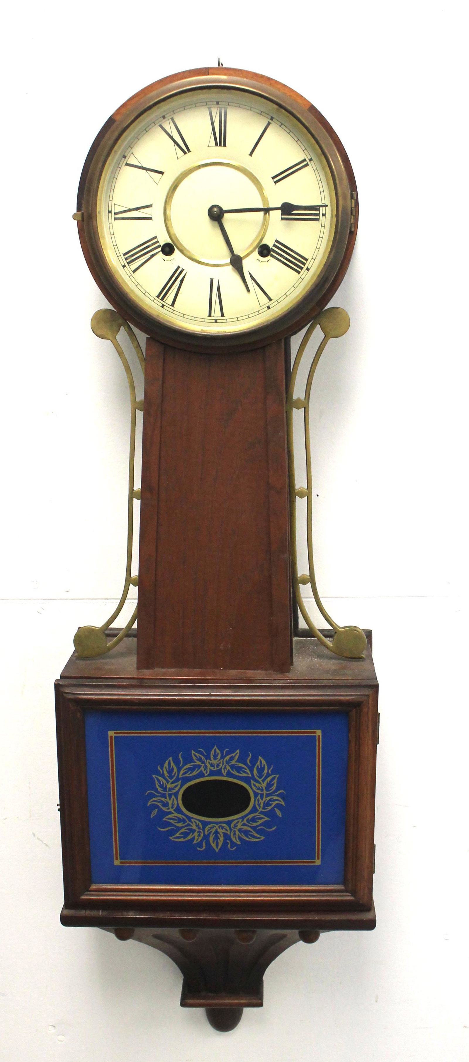 Vintage banjo clock - 37"x11" - missing finial: Vintage banjo clock - 37"x11" - missing finial