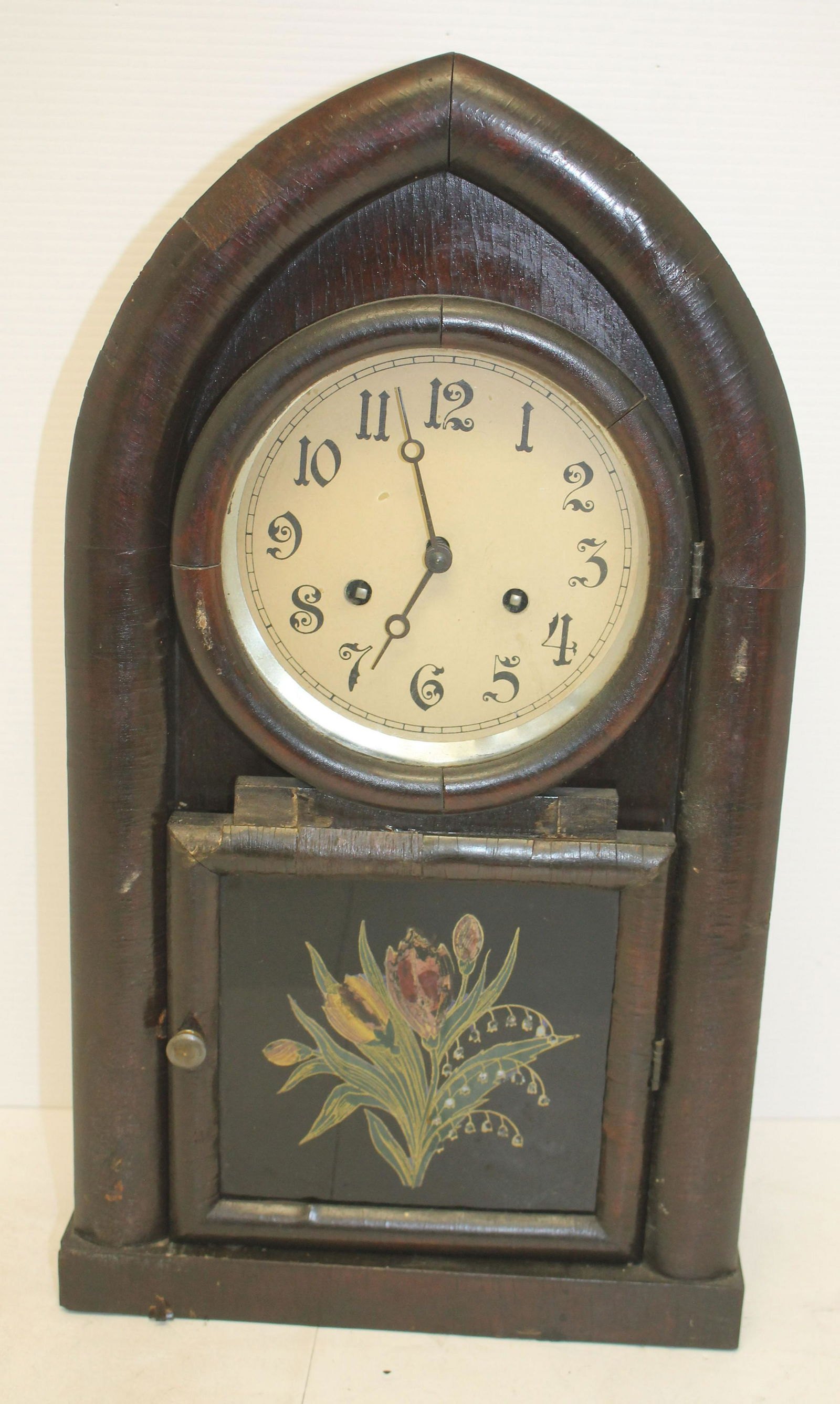 Fairbrother & Son 8 day beehive clock w reverse painted (1 of 4)