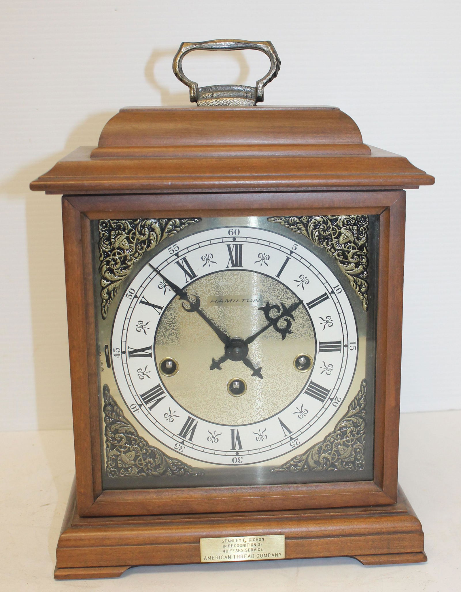 Vintage Hamilton mantle clock w presentation plaque - (1 of 5)