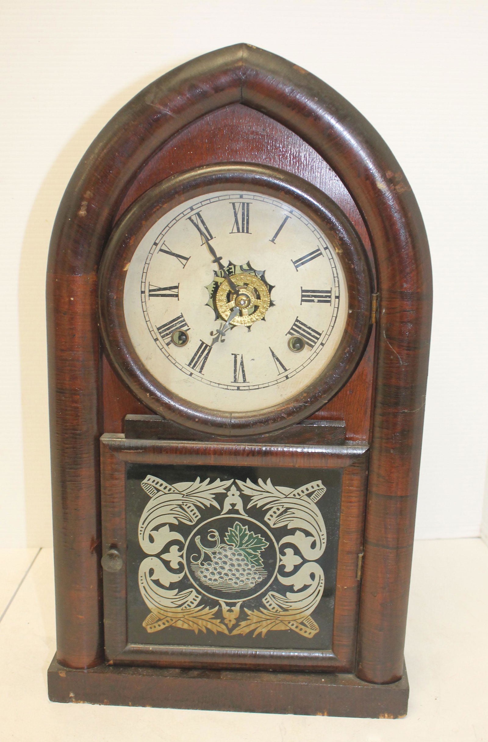 Waterbury beehive clock w reverse painted door - 18 (1 of 5)