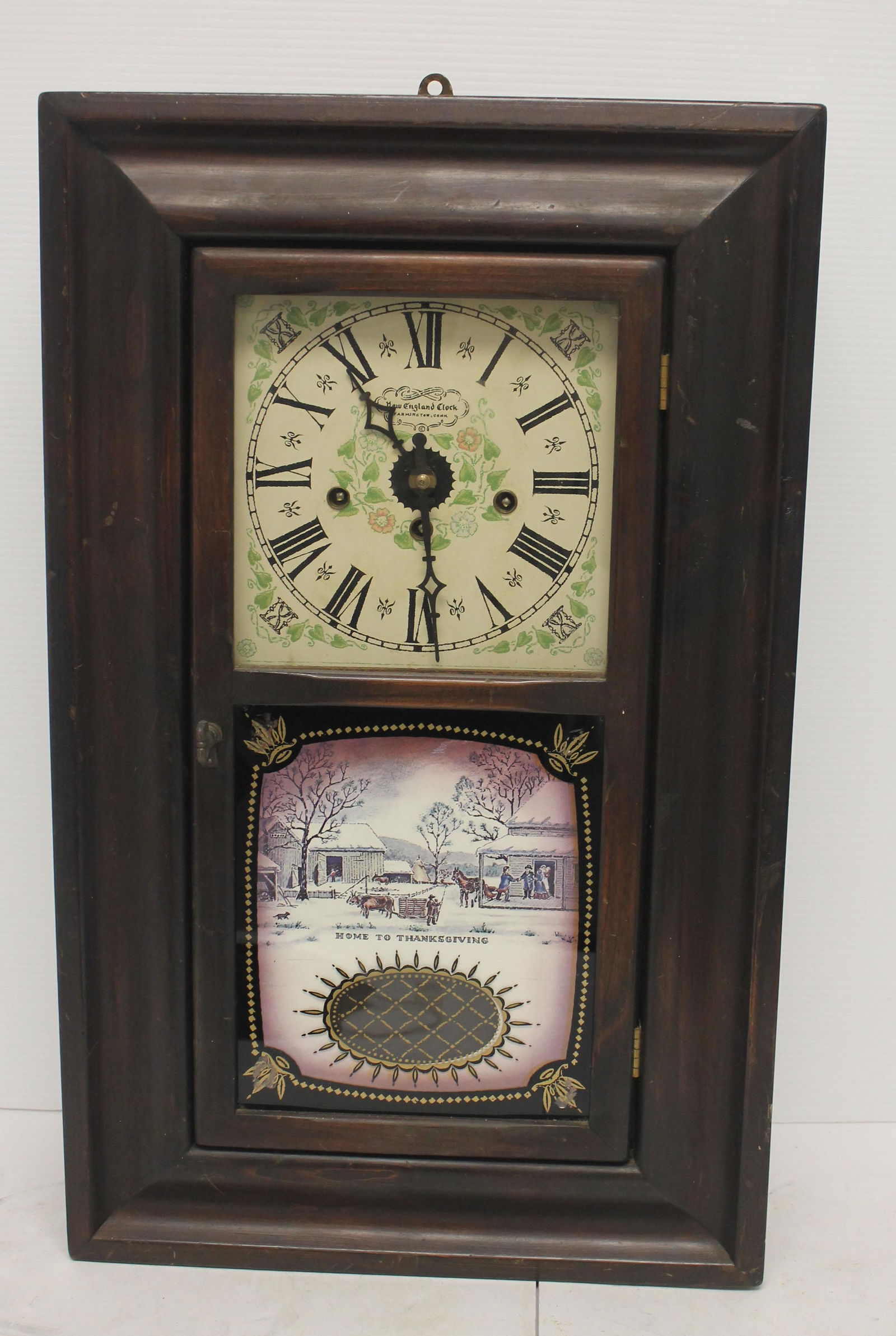 New England Clock shelf clock w reverse scenic painted (1 of 4)