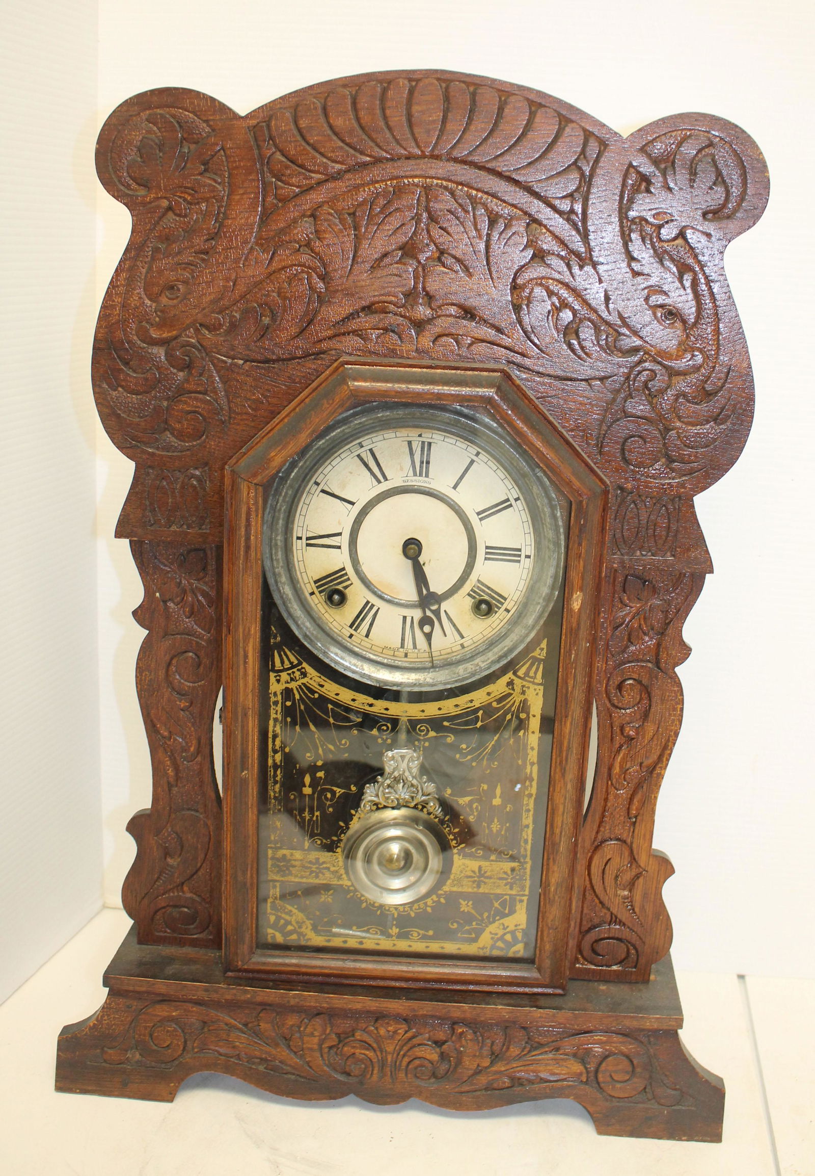 Sessions Oak gingerbread clock  - 22 3/4"x15" (1 of 4)