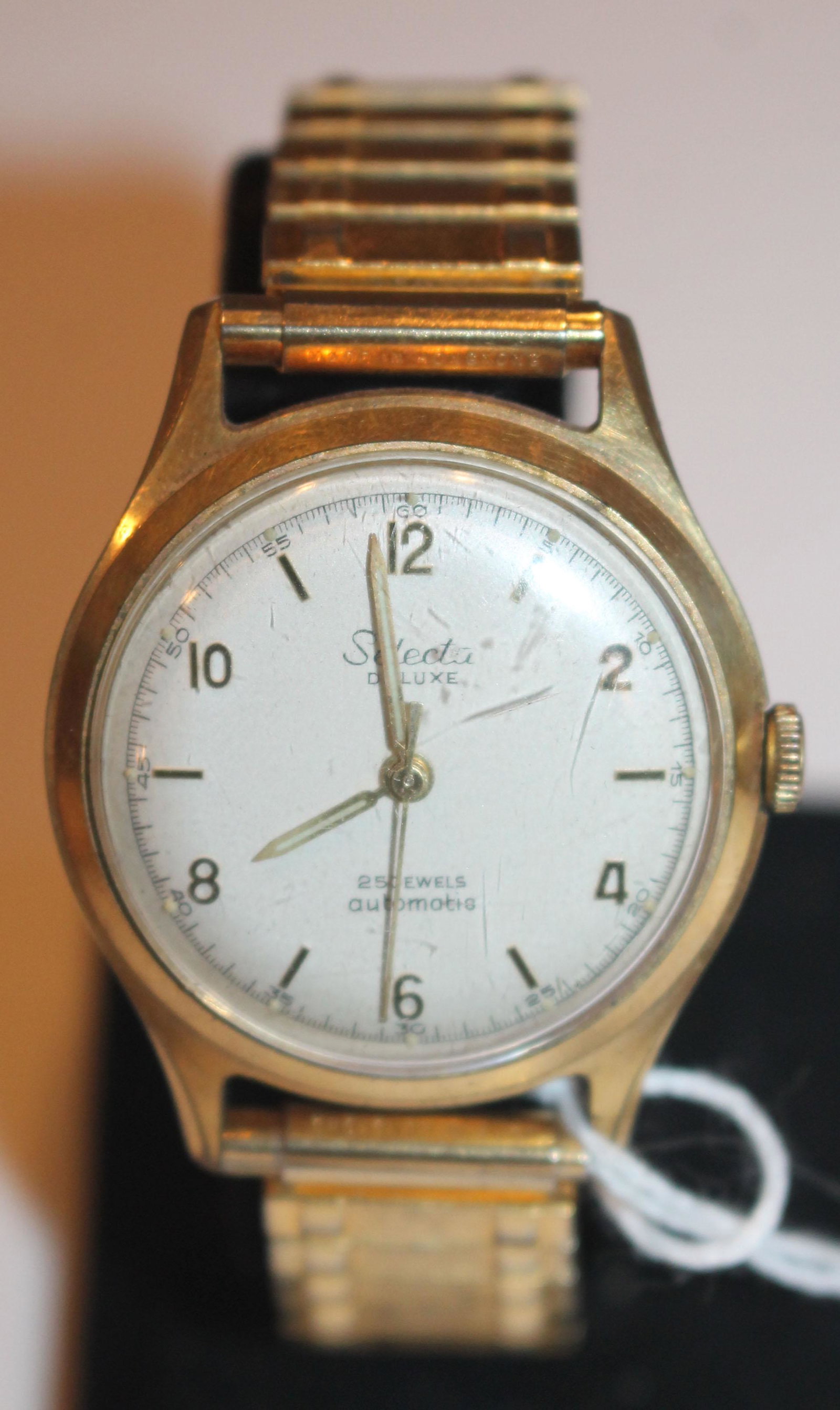 Selecta Deluxe 25 jewel automatic wrist watch on: Selecta Deluxe 25 jewel automatic wrist watch on stretch band