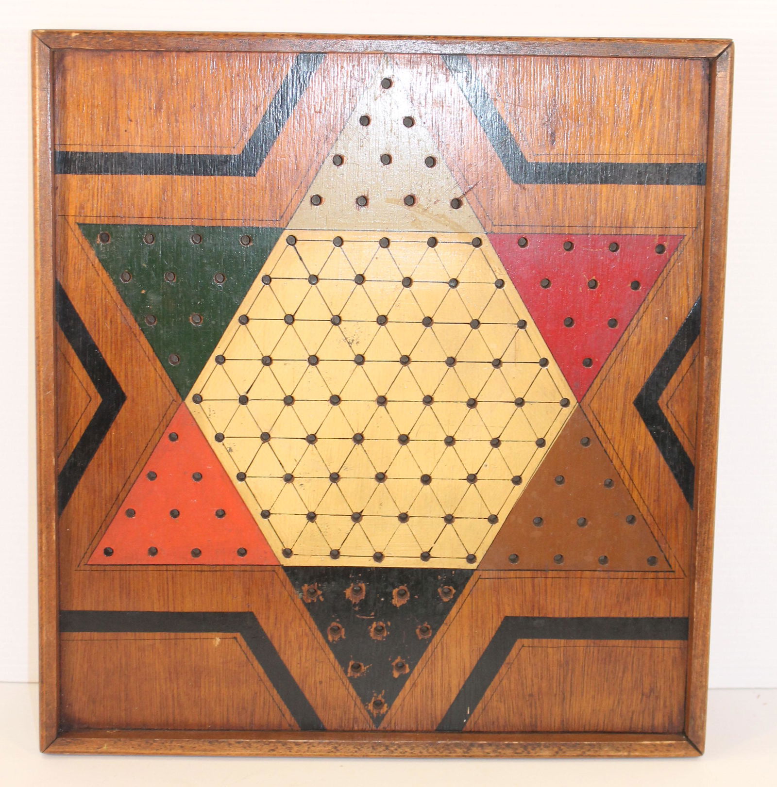 Antique painted Chinese Checkers gameboard - 14 3/4"x15 (1 of 3)
