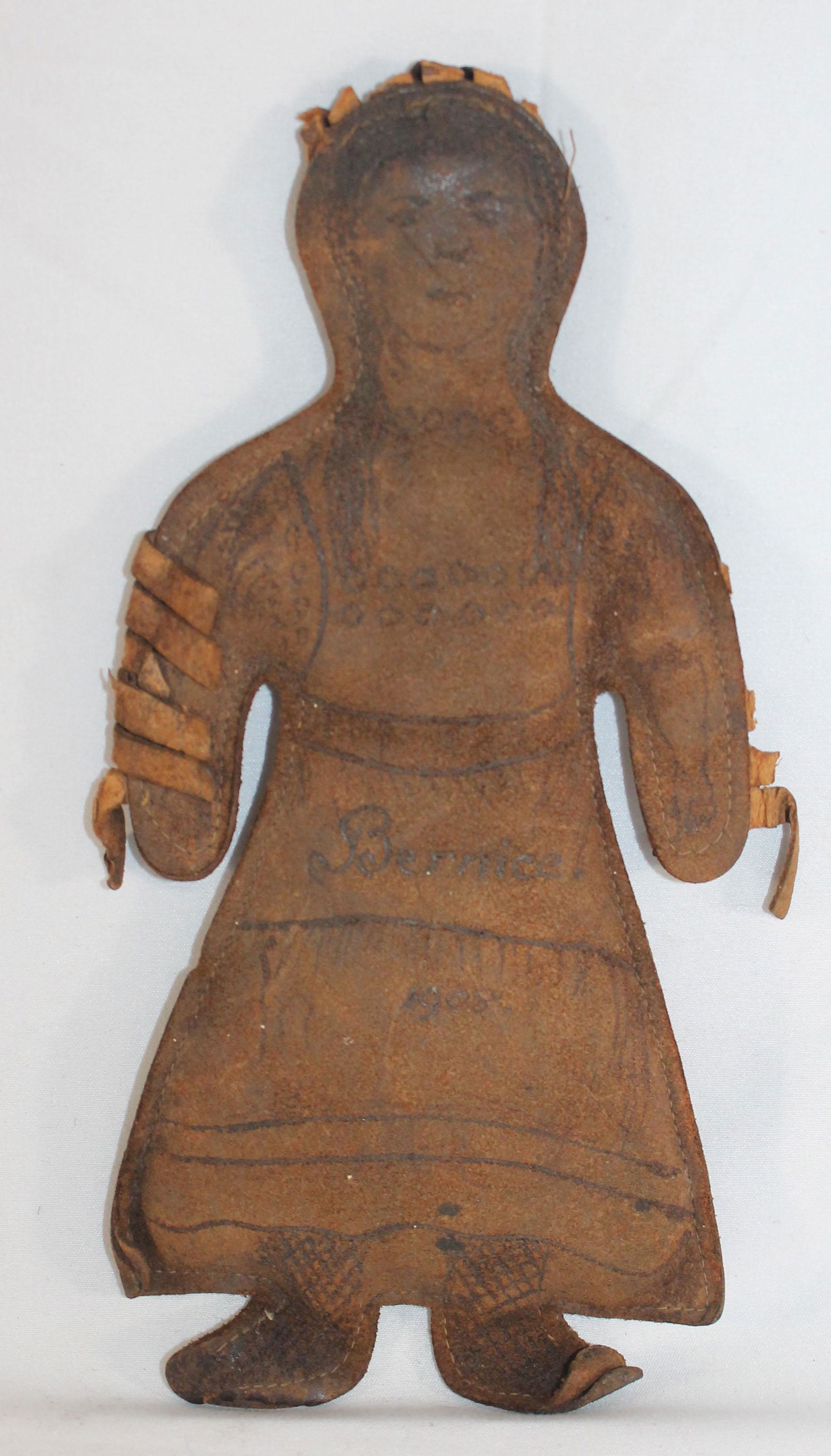 Antique Native American leather doll - "Bernice" - 9": Antique Native American leather doll - "Bernice" - 9" tall