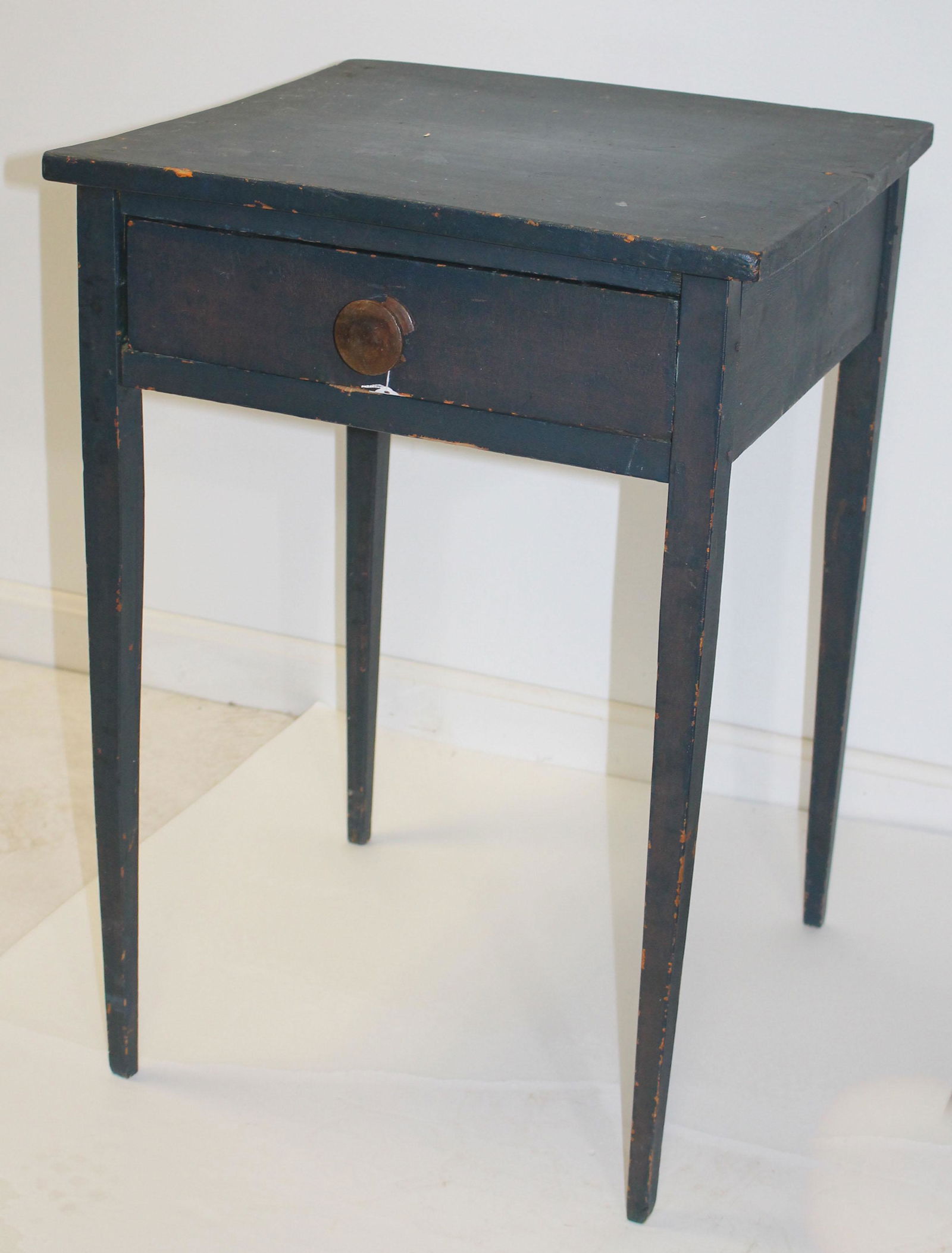 Hepplewhite tapered leg 1 drawer work table in blue (1 of 4)