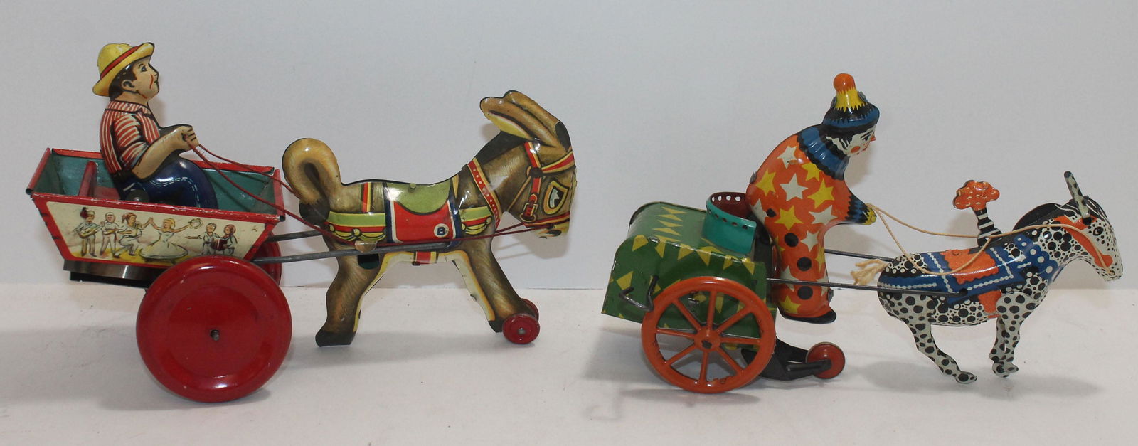 2 antique tin wind-up toys - donkey & cart w farmer & (1 of 11)