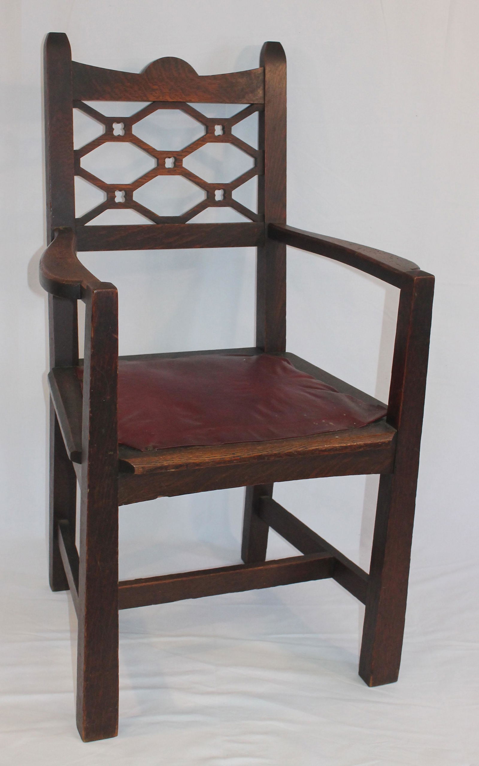 Attrib Charles Rohlfs Mission Oak chair - 40 1/2" tall (1 of 6)