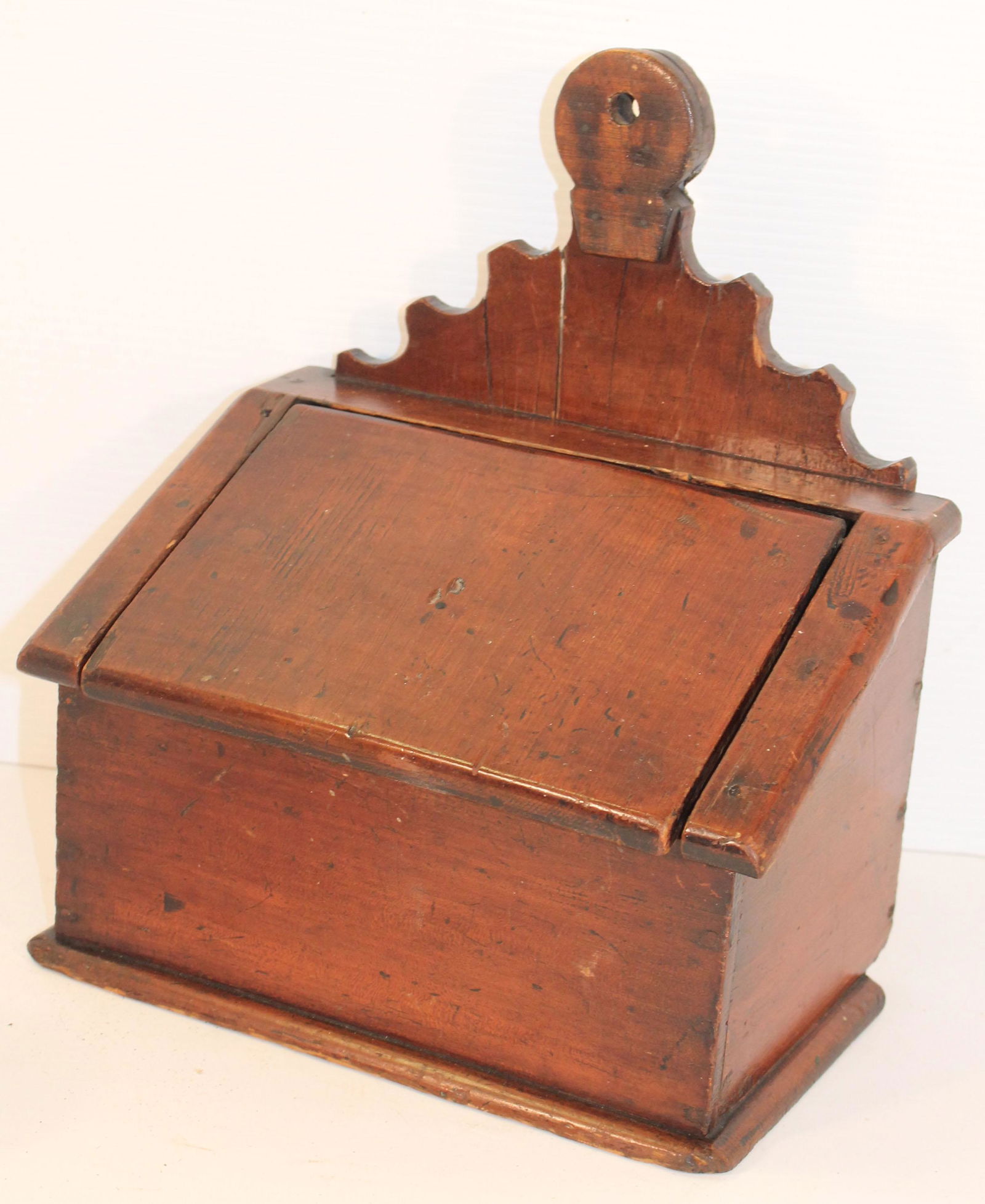 Early 19thC New England salt box in orig red paint w (1 of 8)
