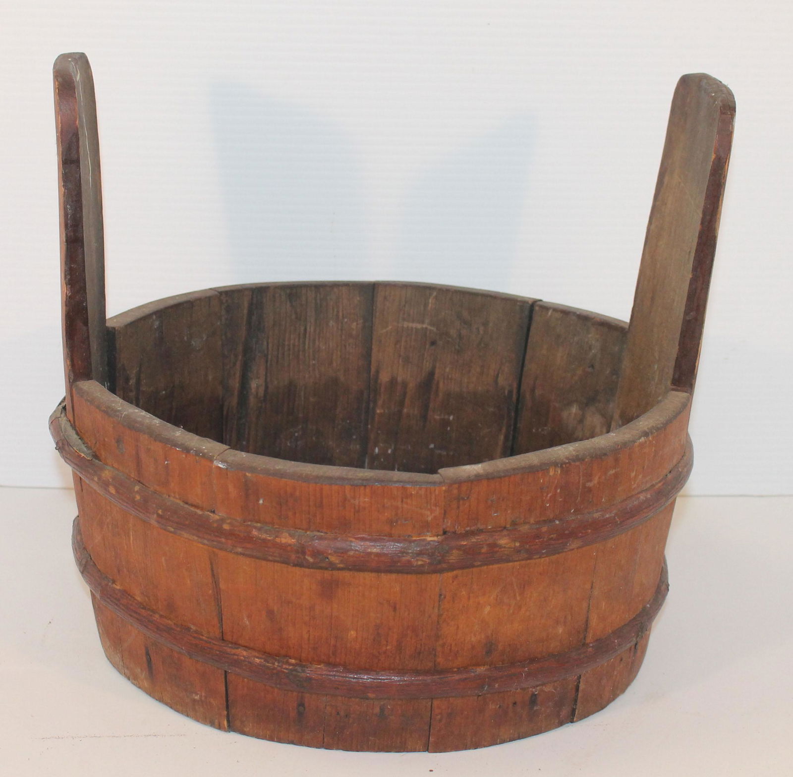 Antique staved bucket - 11" tall x 11"x11 1/2" (1 of 5)