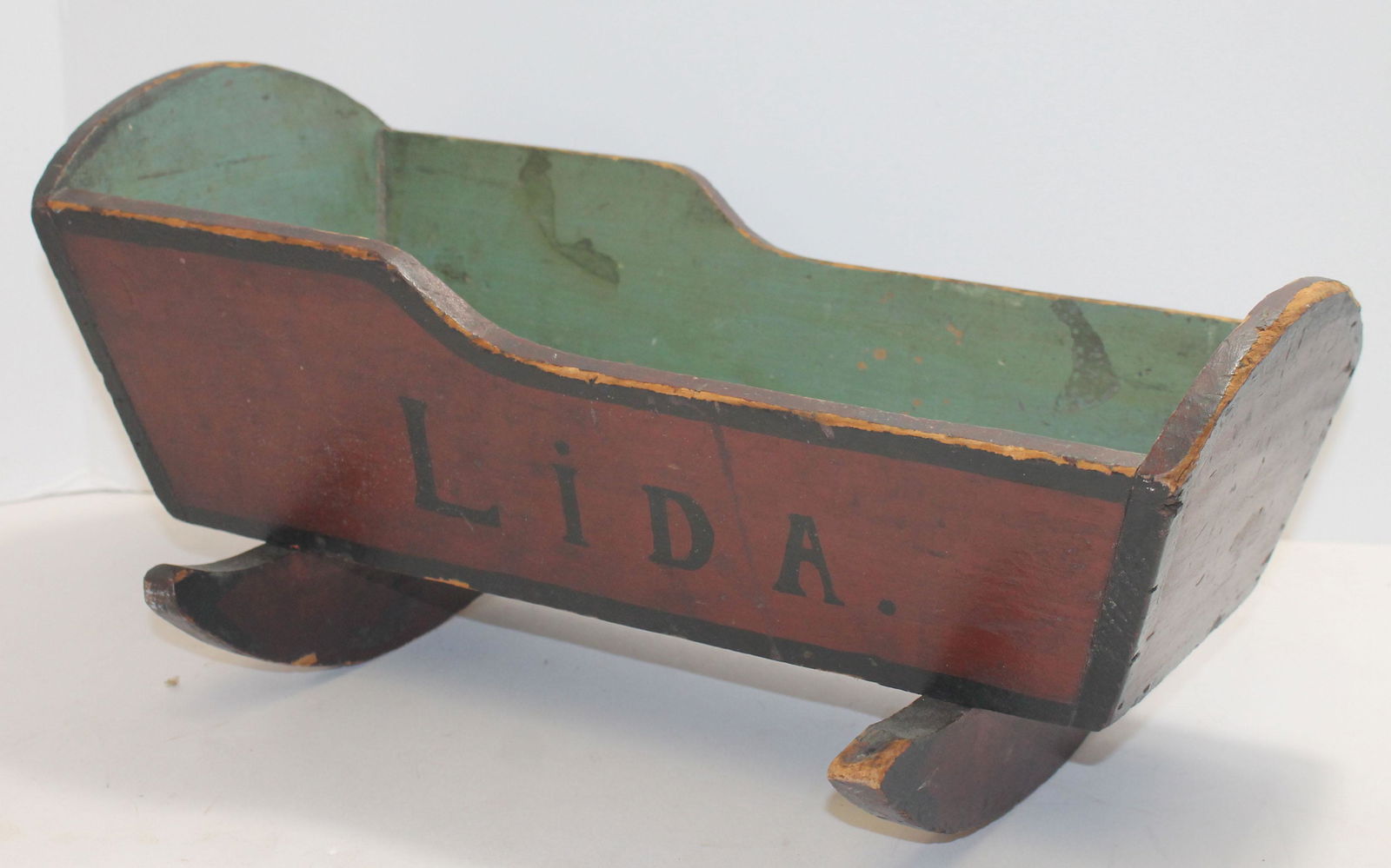 Antique wooden painted doll's cradle - "Lida" - 17" (1 of 3)