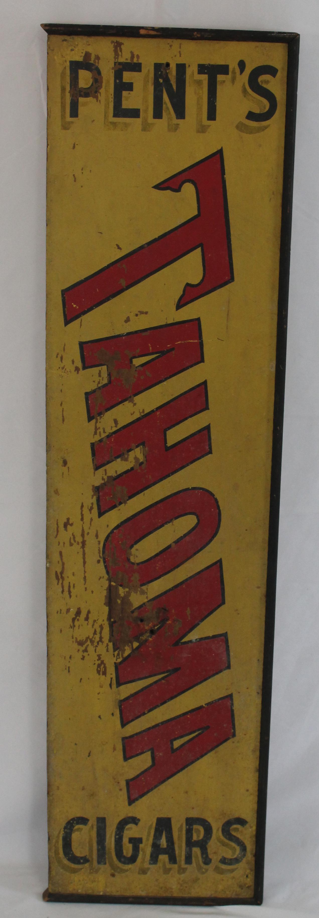 Antique wooden painted trade sign - "Pent's Tahoma (1 of 5)